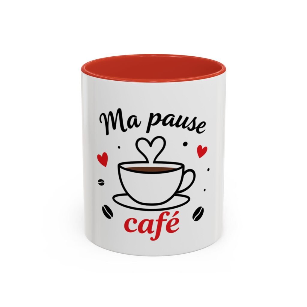 Mug " Ma Pause Café" - Tasse 11 oz avec intérieur coloré - Cadeau pour amateur de café