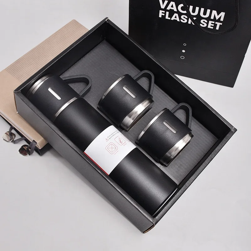 Coffret cadeau isotherme 3 pièces 500ML - Bouteille et tasses avec boite élégante